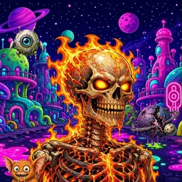 Oozlings #5160, Fire Skull · Neon City