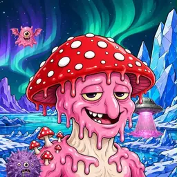 Oozlings #5175, Mushroom Head · Aurora Ice