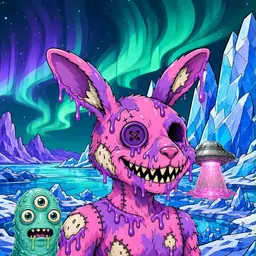 Oozlings #5179, Zombie Bunny · Aurora Ice