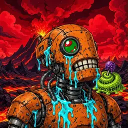 Oozlings #5186, Rusty Robot · Lava Fields