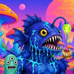 Oozlings #5203, Anglerfish · Mushroom Desert
