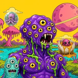 Oozlings #5212, Eyeball Cluster · Turquoise Swamp