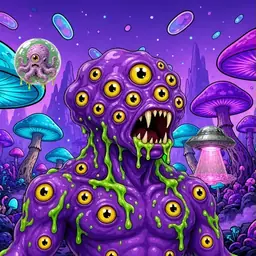 Oozlings #5213, Eyeball Cluster · Fungus Forest