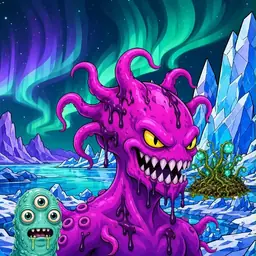 Oozlings #5215, Squid · Aurora Ice