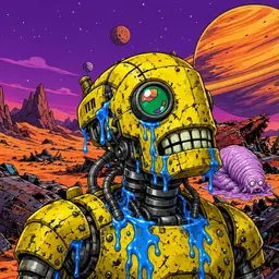 Oozlings #5216, Mutated Rusty Robot · Ship Junkyard