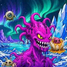 Oozlings #5219, Squid · Aurora Ice
