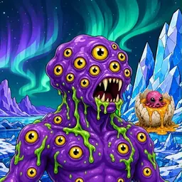Oozlings #5239, Eyeball Cluster · Aurora Ice