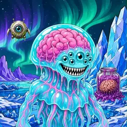 Oozlings #525, Jellyfish Brain · Aurora Ice