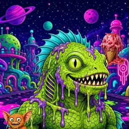 Oozlings #5259, Swamp Fish · Neon City