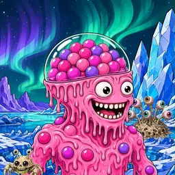 Oozlings #526, Gumball Brain · Aurora Ice