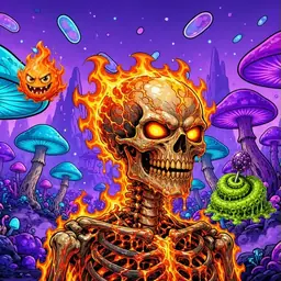 Oozlings #5270, Fire Skull · Fungus Forest