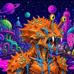Oozlings #5271, Mutated Crab · Neon City