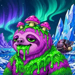 Oozlings #5273, Mutated Slime Sloth · Aurora Ice