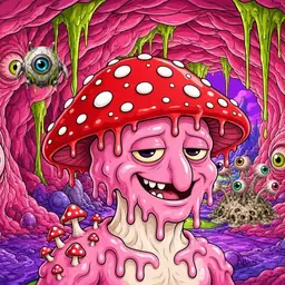 Oozlings #528, Mushroom Head · Flesh Cave