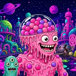 Oozlings #5296, Gumball Brain · Neon City
