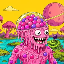 Oozlings #5307, Gumball Brain · Turquoise Swamp