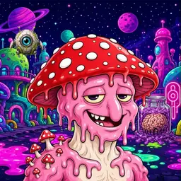 Oozlings #533, Mushroom Head · Neon City