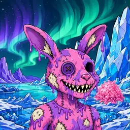 Oozlings #5333, Zombie Bunny · Aurora Ice