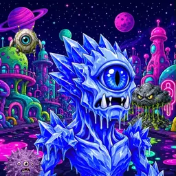 Oozlings #5334, Mutated Ice Cyclops · Neon City