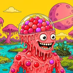 Oozlings #5341, Mutated Gumball Brain · Turquoise Swamp