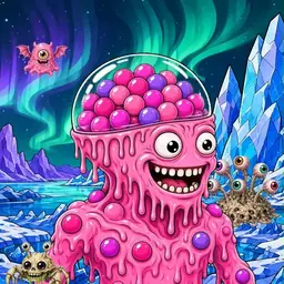 Oozlings #5342, Gumball Brain · Aurora Ice