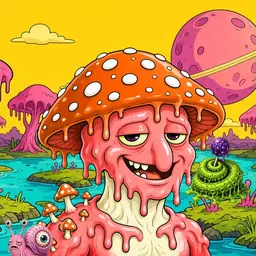 Oozlings #5344, Mutated Mushroom Head · Turquoise Swamp