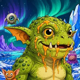 Oozlings #5347, Toad Goblin · Aurora Ice