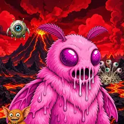 Oozlings #536, Mutant Moth · Lava Fields