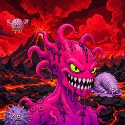 Oozlings #5364, Mutated Squid · Lava Fields