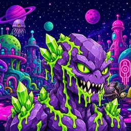 Oozlings #5367, Crystal Rock · Neon City