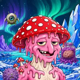 Oozlings #5368, Mushroom Head · Aurora Ice