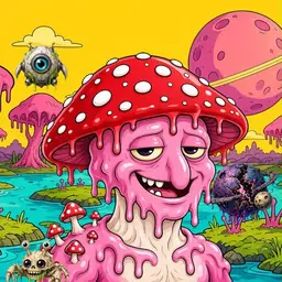 Oozlings #5379, Mushroom Head · Turquoise Swamp
