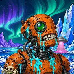 Oozlings #5398, Rusty Robot · Aurora Ice