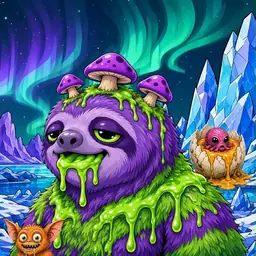 Oozlings #540, Slime Sloth · Aurora Ice
