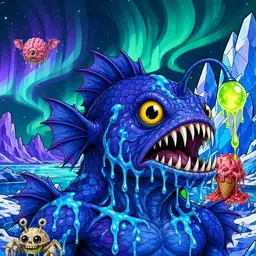 Oozlings #5400, Anglerfish · Aurora Ice
