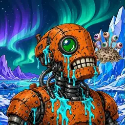 Oozlings #5406, Rusty Robot · Aurora Ice