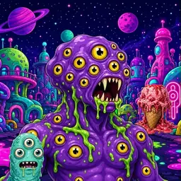 Oozlings #5409, Eyeball Cluster · Neon City