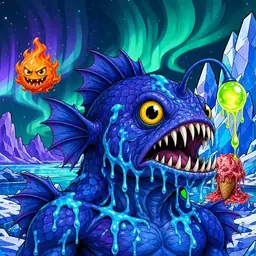 Oozlings #5420, Anglerfish · Aurora Ice