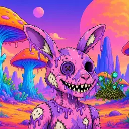 Oozlings #5424, Zombie Bunny · Mushroom Desert