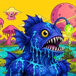Oozlings #5428, Anglerfish · Turquoise Swamp