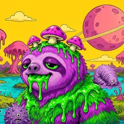 Oozlings #5429, Mutated Slime Sloth · Turquoise Swamp