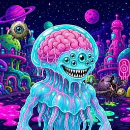 Oozlings #5444, Jellyfish Brain · Neon City