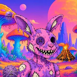 Oozlings #5446, Zombie Bunny · Mushroom Desert