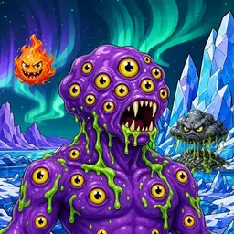 Oozlings #5456, Eyeball Cluster · Aurora Ice