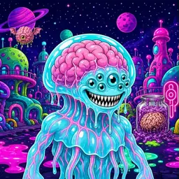 Oozlings #5460, Jellyfish Brain · Neon City