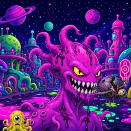 Oozlings #5462, Squid · Neon City