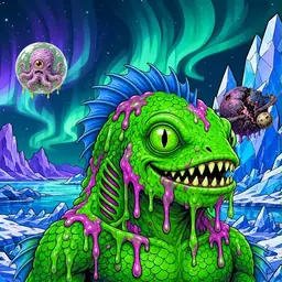 Oozlings #5475, Mutated Swamp Fish · Aurora Ice
