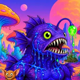 Oozlings #5479, Mutated Anglerfish · Mushroom Desert