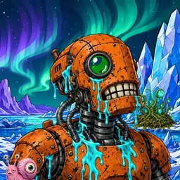 Oozlings #5481, Rusty Robot · Aurora Ice