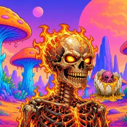 Oozlings #5482, Fire Skull · Mushroom Desert